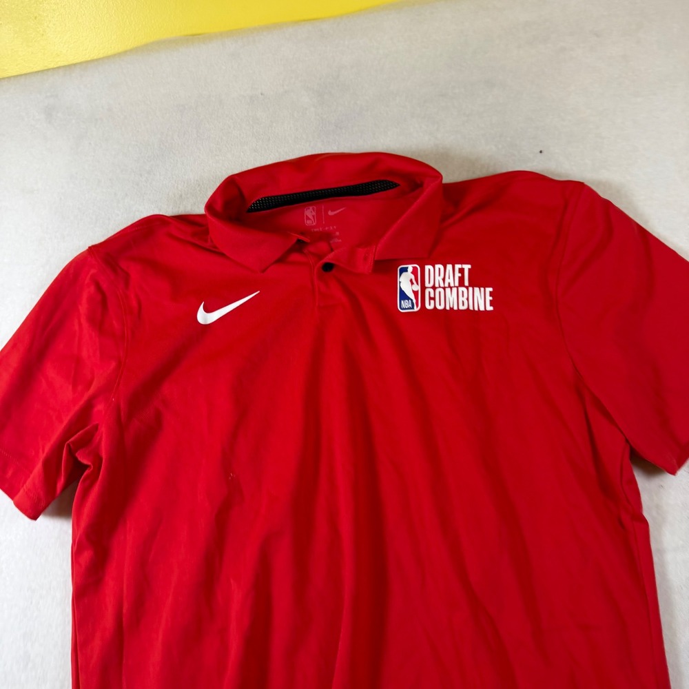 Nike NBA Draft Combine Dri-FIT Red Polo Shirt Mens Medium Short Sleeve Athletic